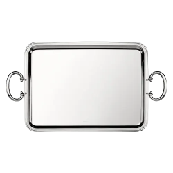 Rectangular tray with silver metal handles - 43 x 31 cm